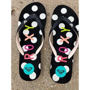 Roxyflip flop thong sandals, black, women's size 7 1/2-8